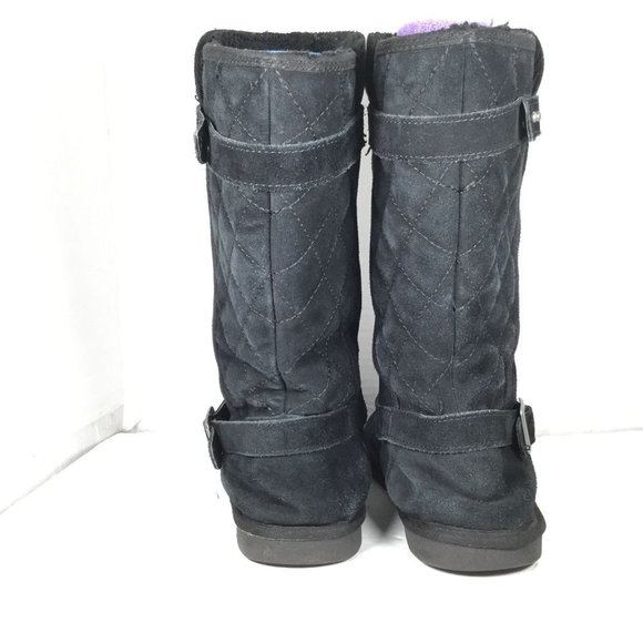 Sonoma Women's Leather Quilted Tall Boots Buckle Detail Black Size 10 - Picture 3 of 10